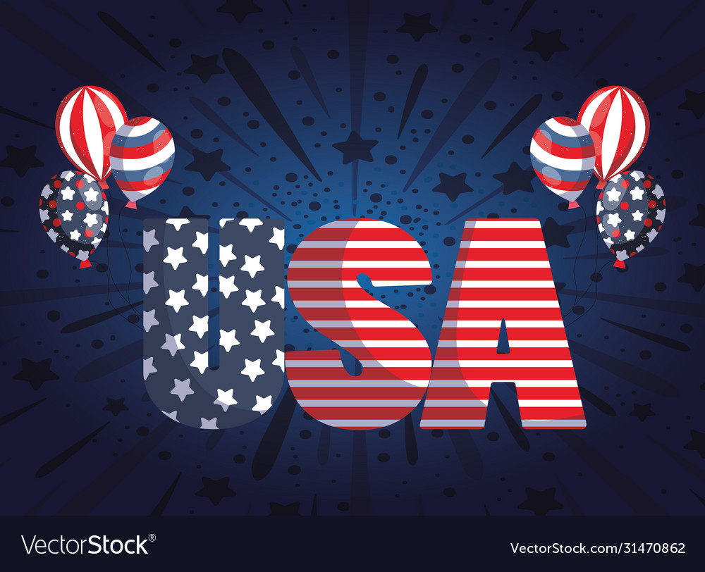 Usa text with balloons design Royalty Free Vector Image