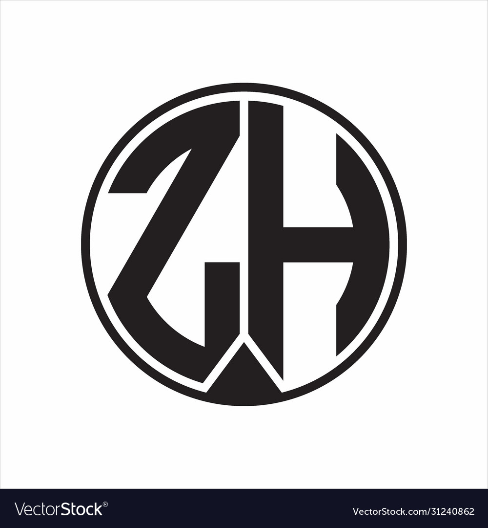 Zh logo monogram circle with piece ribbon style Vector Image