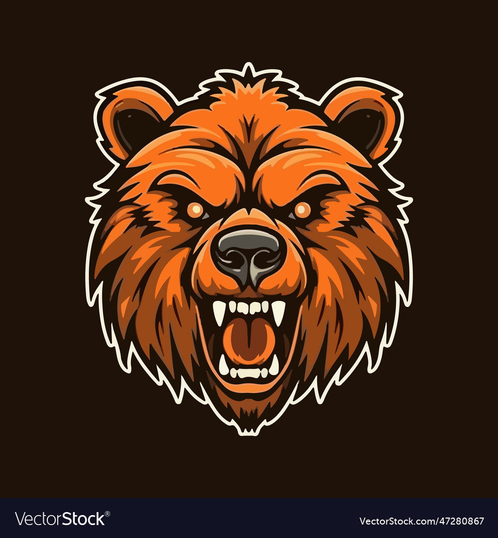 Angry bear head mascot Royalty Free Vector Image