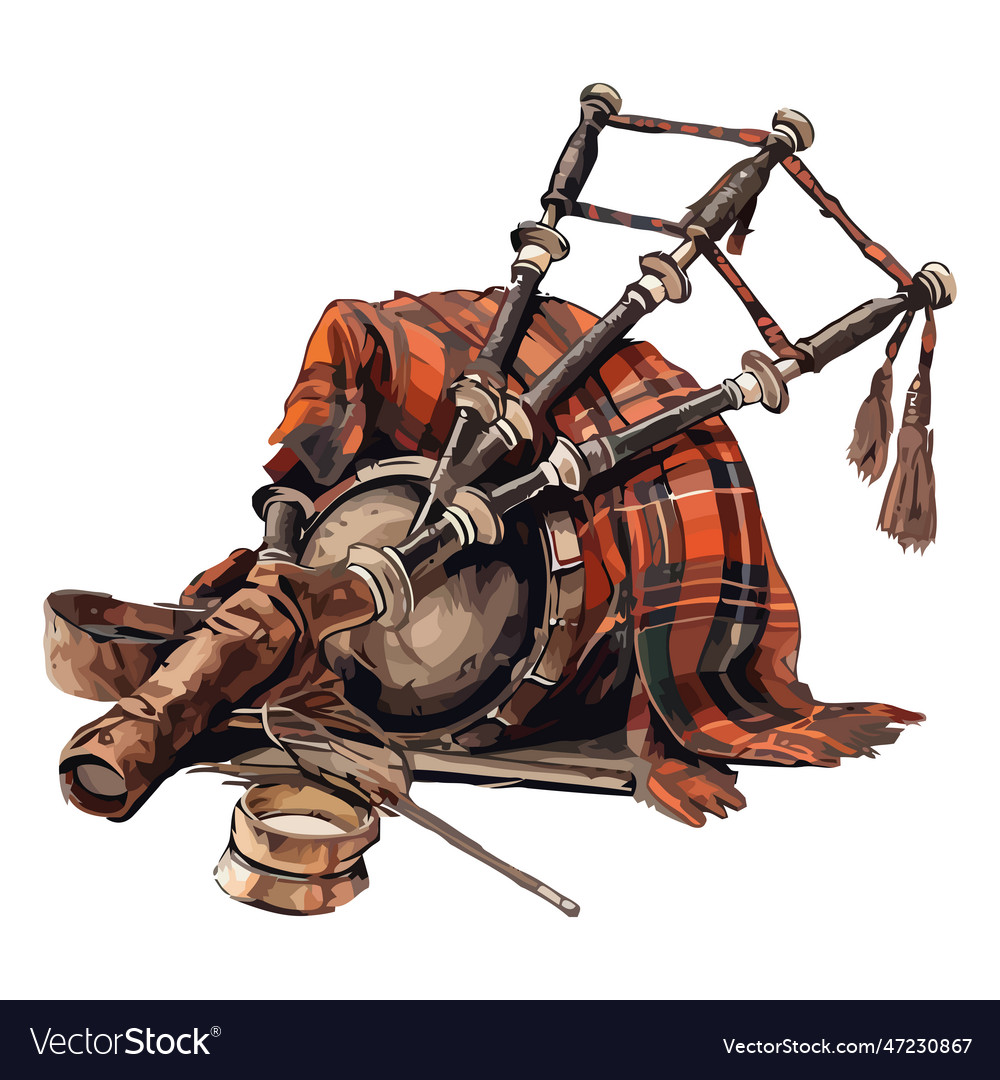 Bagpipe instrument on white background Royalty Free Vector