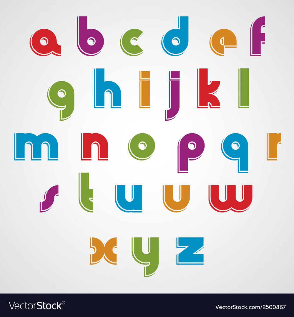 Colorful cartoon smooth font rounded lowercase Vector Image