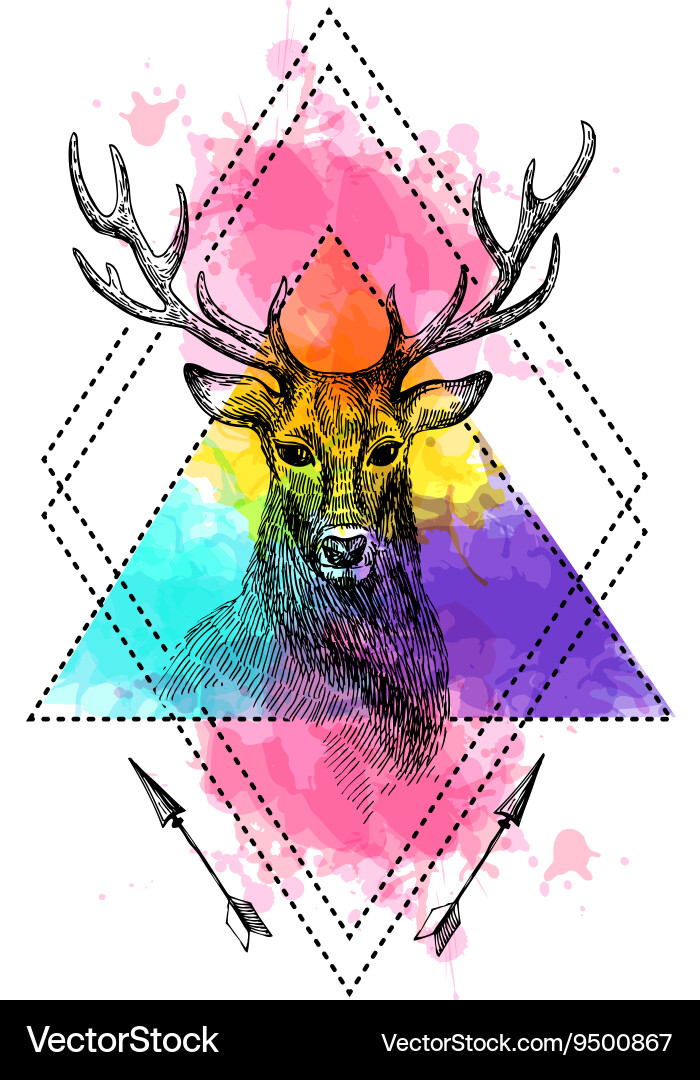 Hand drawn deer Royalty Free Vector Image - VectorStock