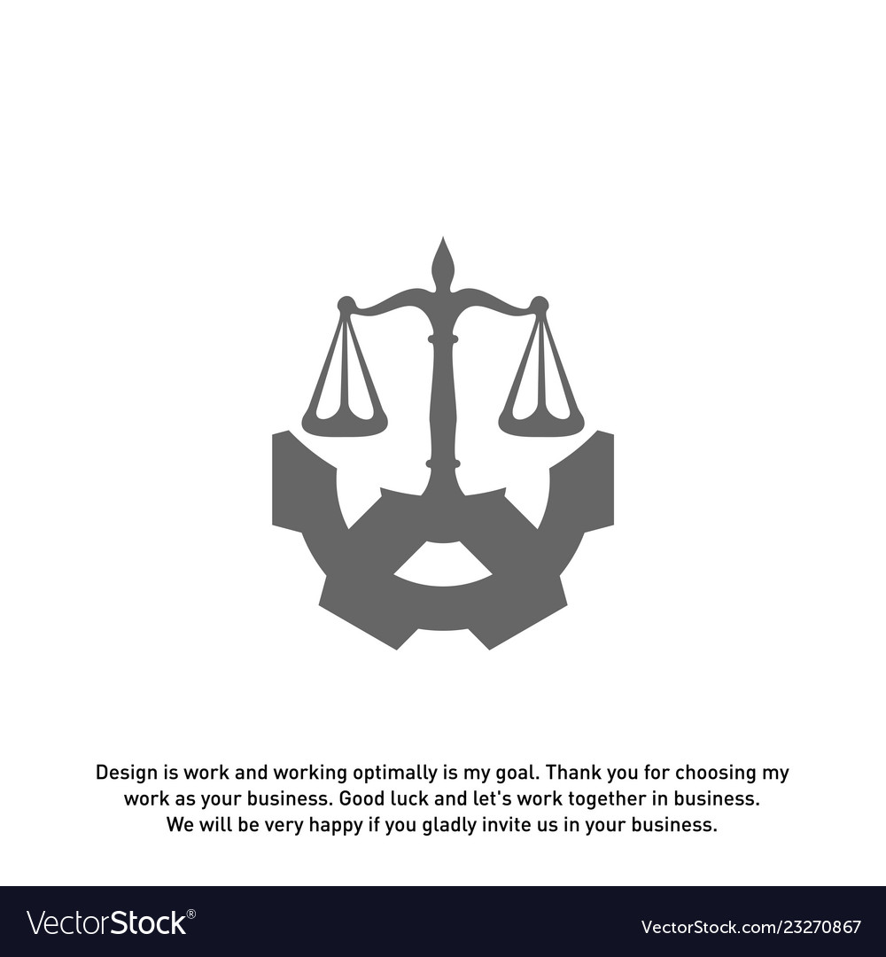 Law firm with gear logo design template Royalty Free Vector