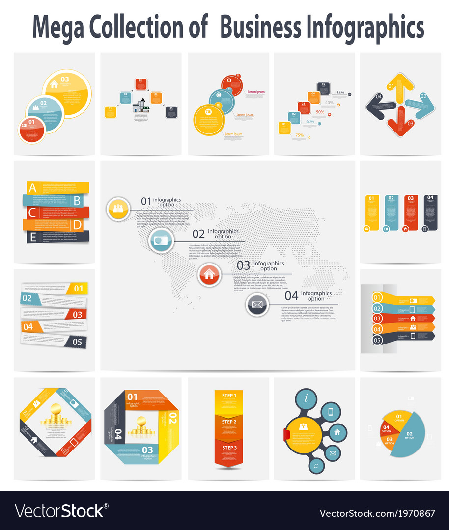 Mega collection infographic template business Vector Image
