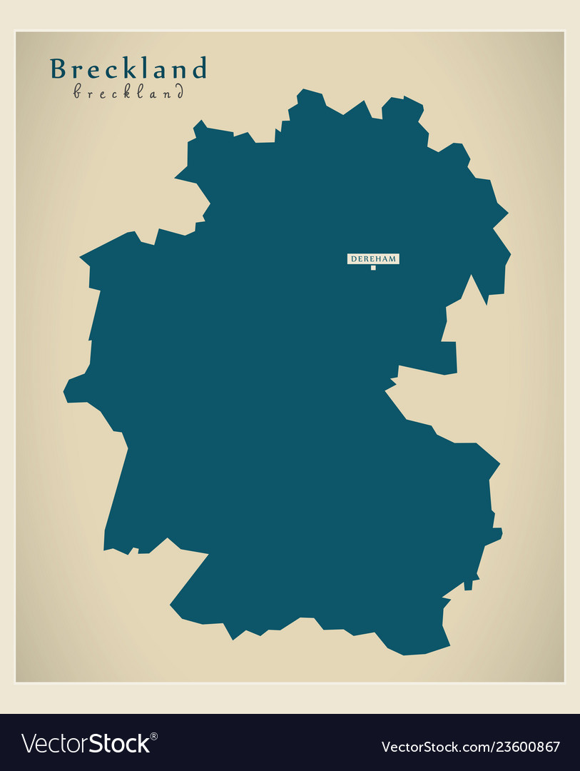 Modern map - breckland district of norfolk Vector Image