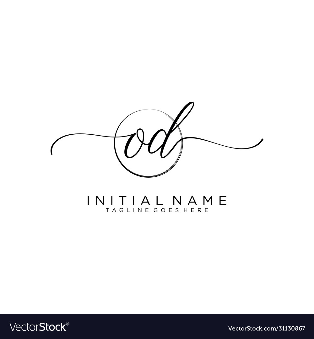 Od initial handwriting logo with circle template Vector Image