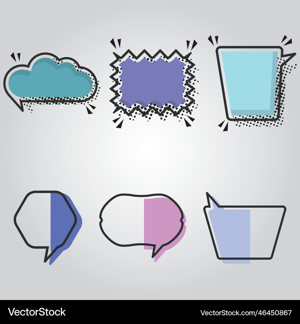 Set of empty colored comic speech bubble Vector Image