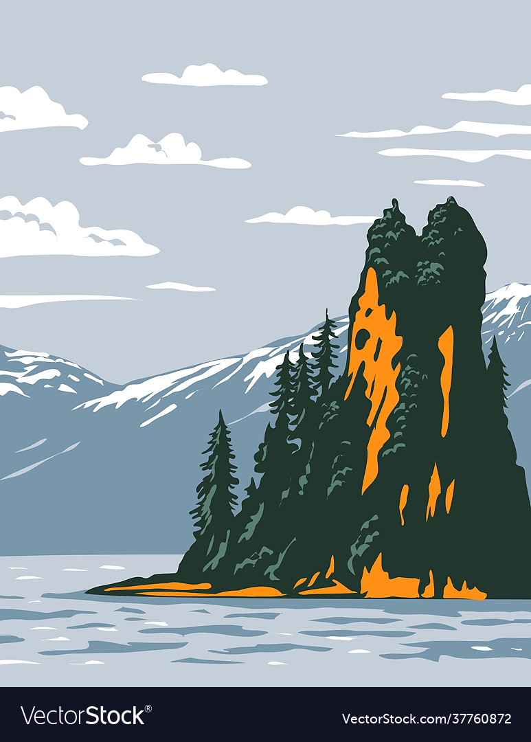 New eddystone rock located in misty fjords Vector Image