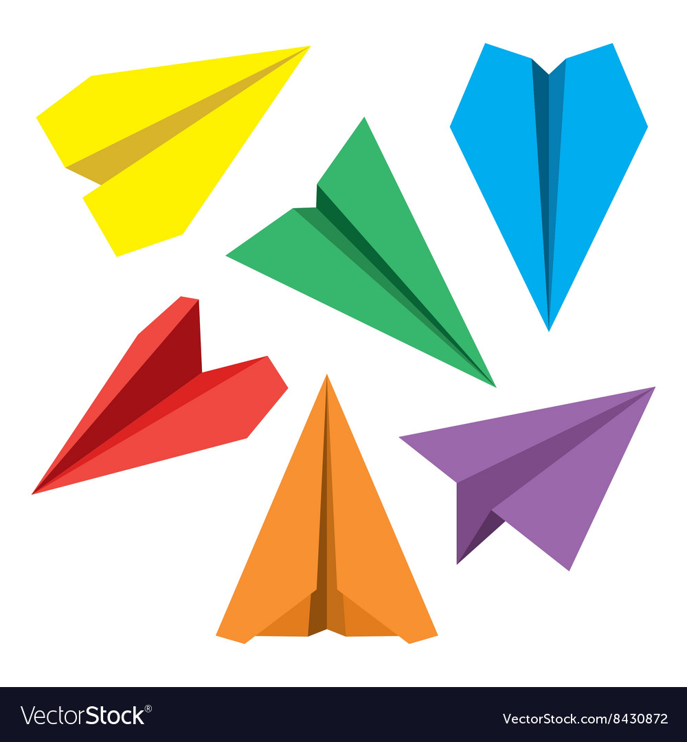 Paper Plane Flat Symbols Set Paper Origami