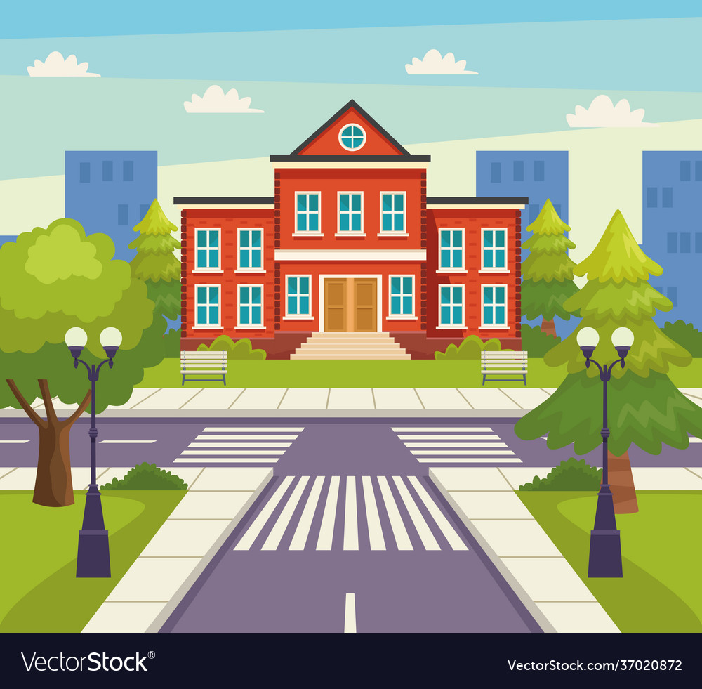 School urban scene Royalty Free Vector Image - VectorStock