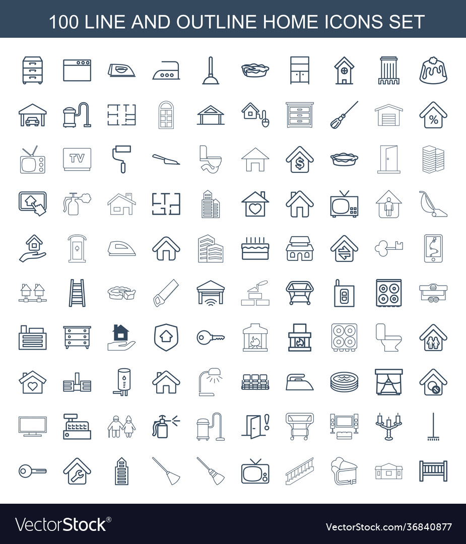 100 home icons Royalty Free Vector Image - VectorStock