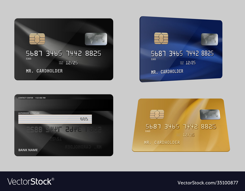 Debit cards plastic bank financial credit Vector Image