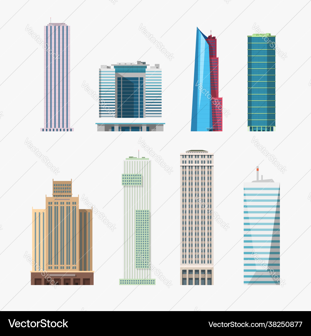 Different shape and style high buildings Vector Image