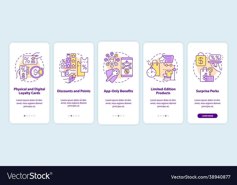 Grocery store loyalty program ideas onboarding Vector Image