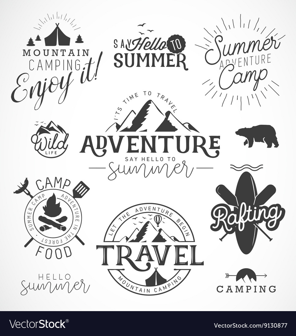 Summer camp adventure and travel design elements Vector Image