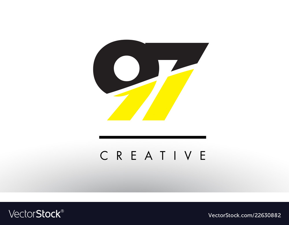 97 black and yellow number logo design Royalty Free Vector