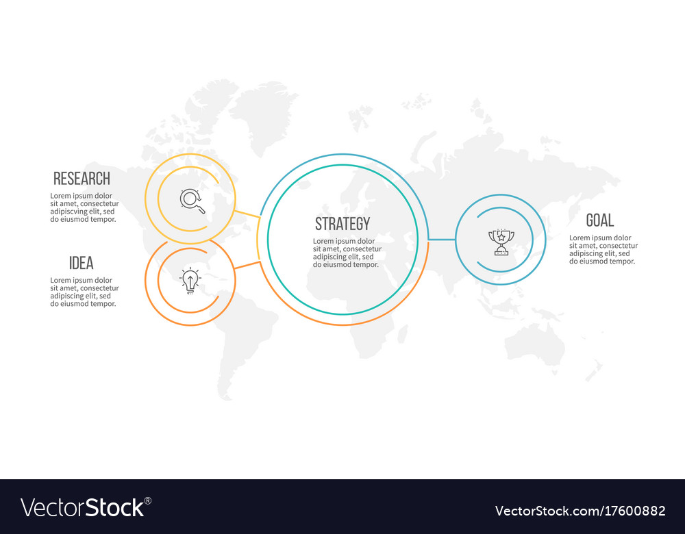 Outline infographic organization chart with 3 Vector Image