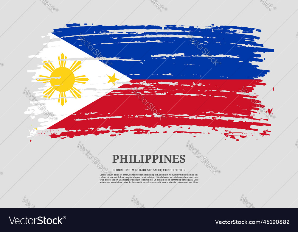 Philippines flag with brush stroke effect Vector Image