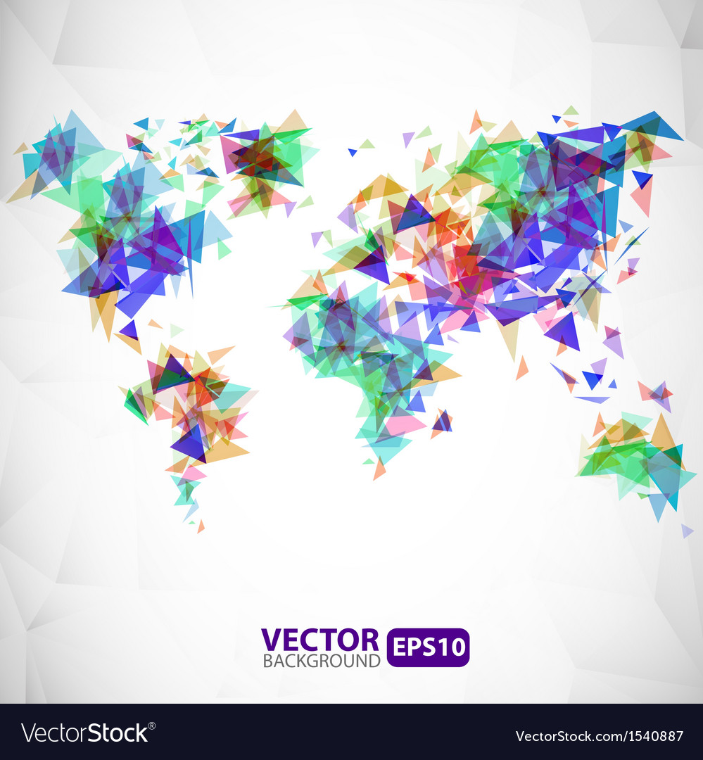 Abstract triangle world map with explosion Vector Image
