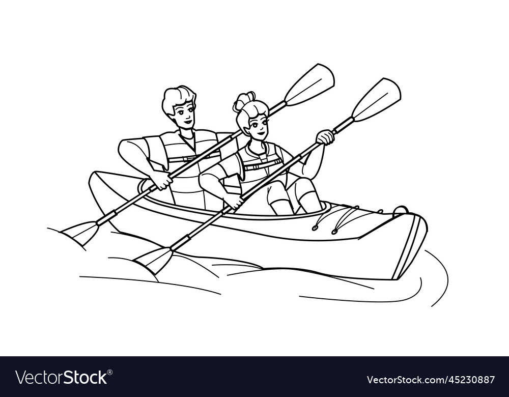 Couple kayaking Royalty Free Vector Image - VectorStock