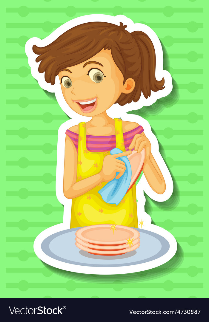 Doing dishes Royalty Free Vector Image VectorStock
