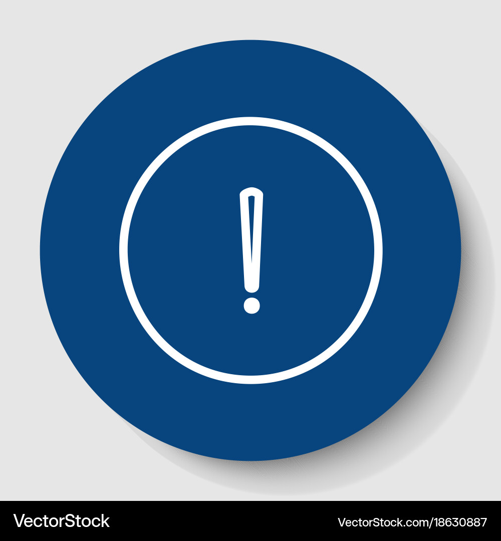 Exclamation mark sign white contour icon Vector Image