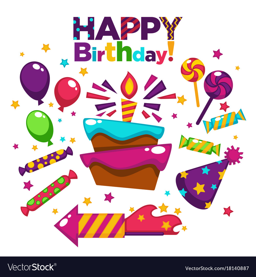 Happy birthday greeting card or postcard gift Vector Image