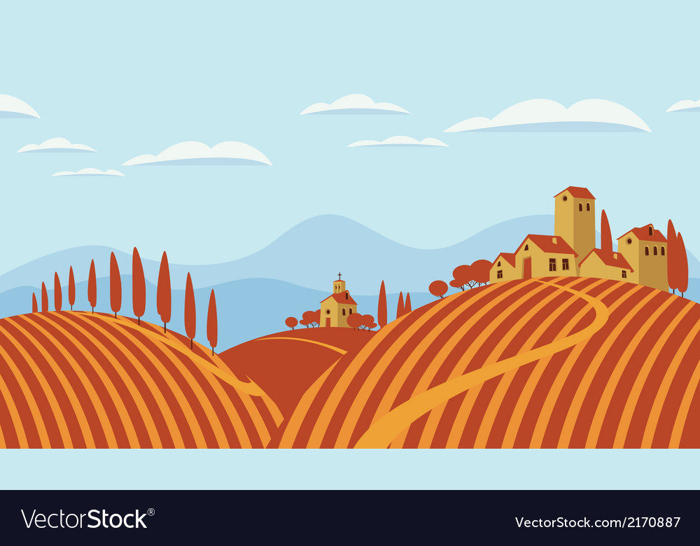 Italian countryside Royalty Free Vector Image - VectorStock