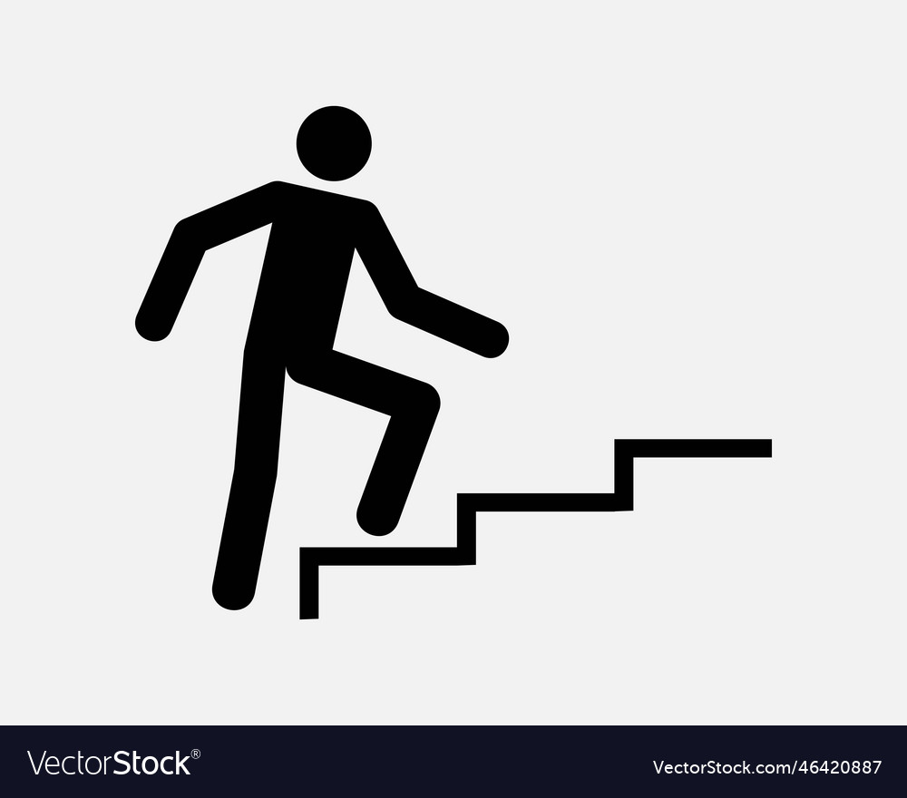 Man climbing stairs icon Royalty Free Vector Image