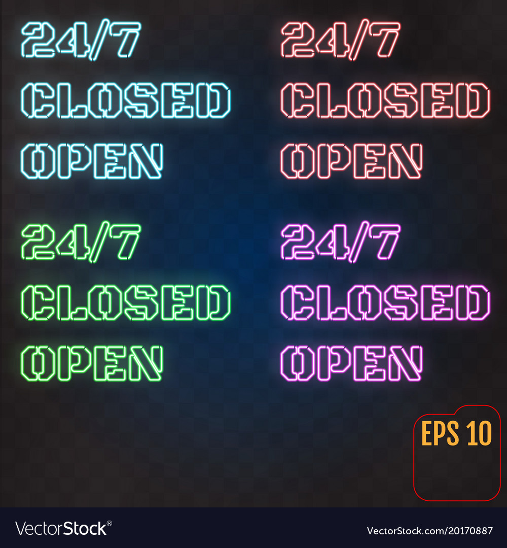 Open Closed 247 Hours Neon Light On Brick Wall 24