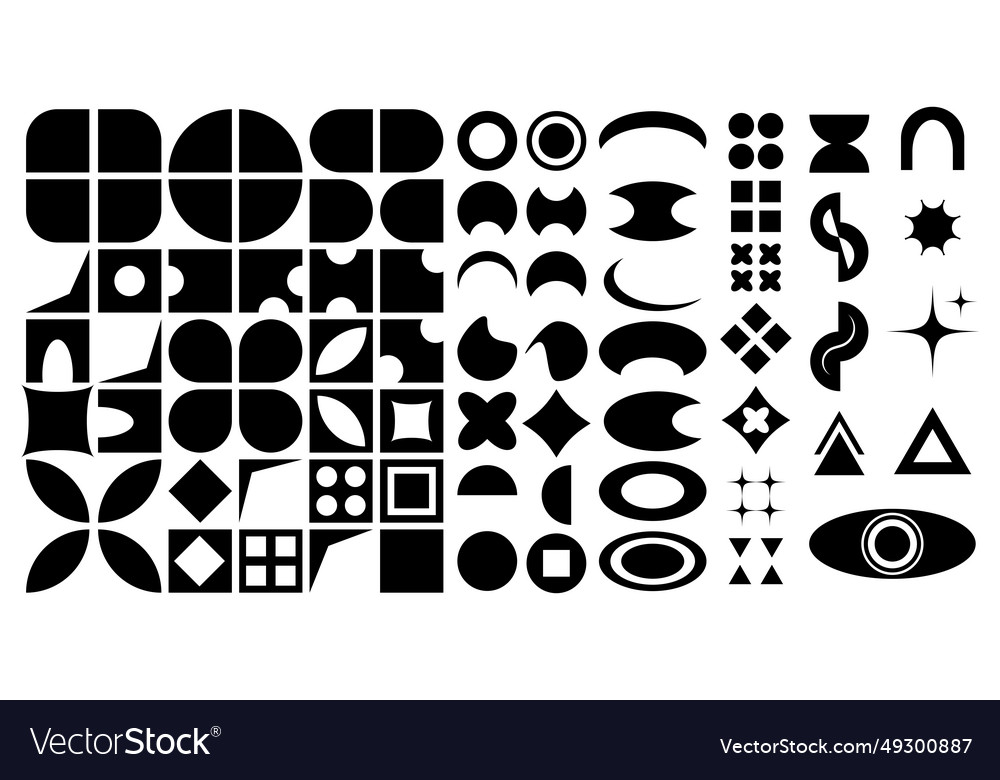 Set of abstract aesthetic y2k geometric elements Vector Image