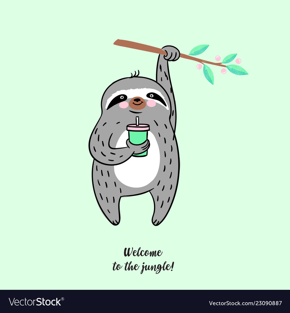 Summer cute sloth Royalty Free Vector Image - VectorStock