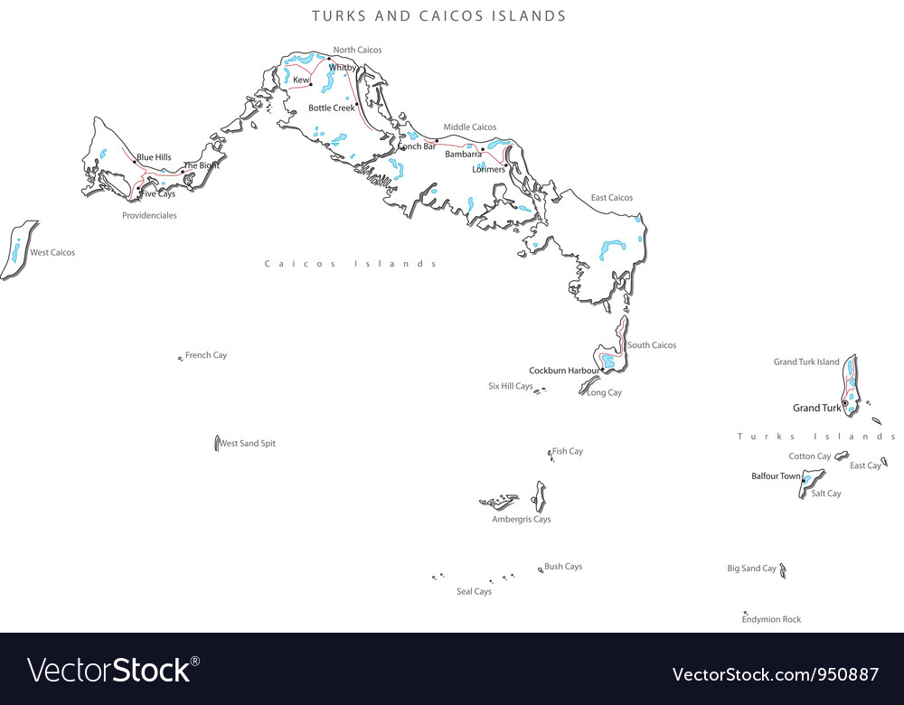 Turks and caicos islands black white map Vector Image