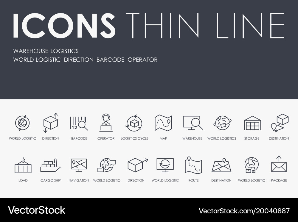 Warehouse logistic thin line icons Royalty Free Vector Image