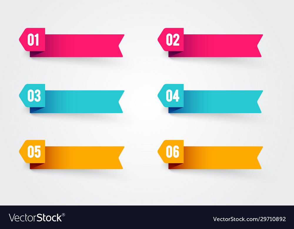 Bullet point flags retro color banner with number Vector Image
