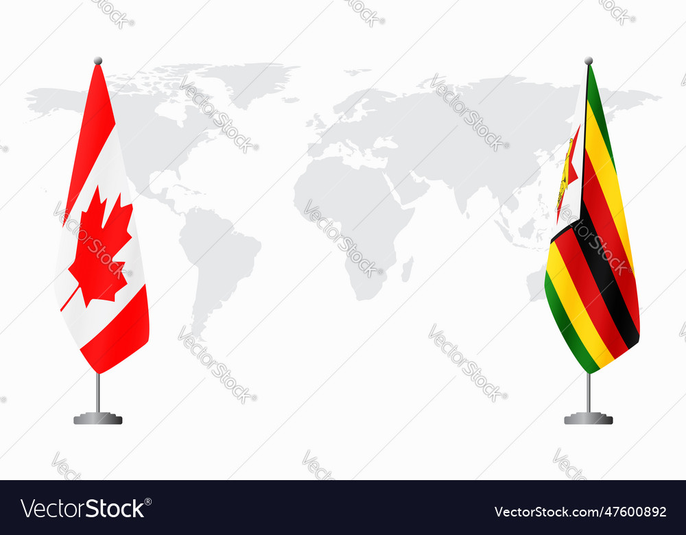 Canada and zimbabwe flags for official meeting Vector Image