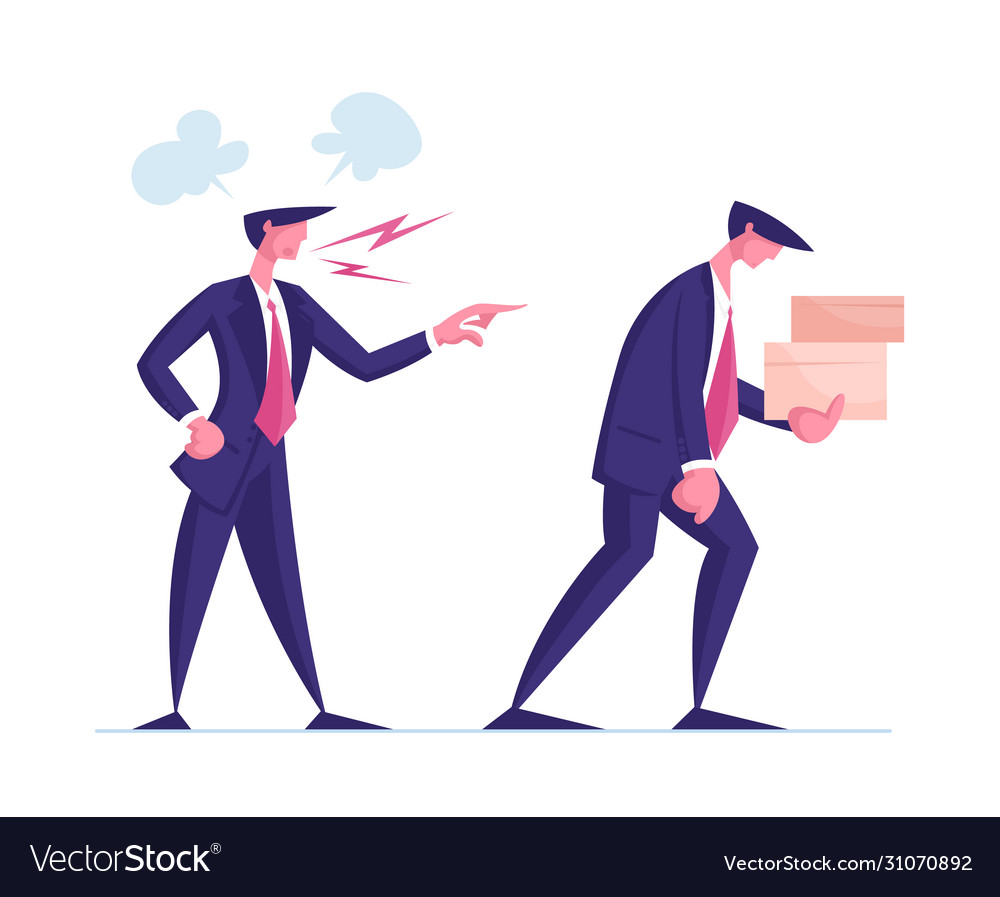 Career Failure Dismissal Concept Angry Boss Vector Image