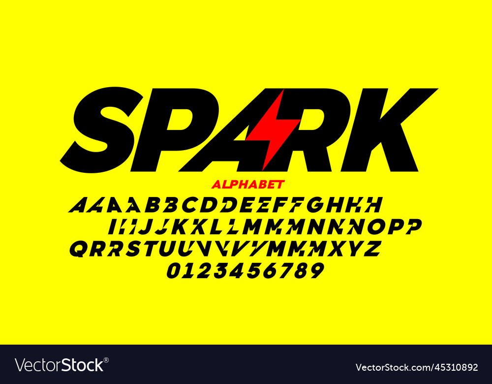 Lighting bolt sign style font vector image Lighting bolt sign style font