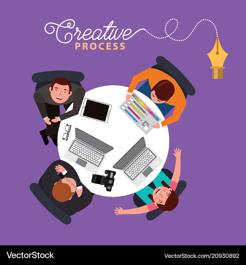People working creative process Royalty Free Vector Image