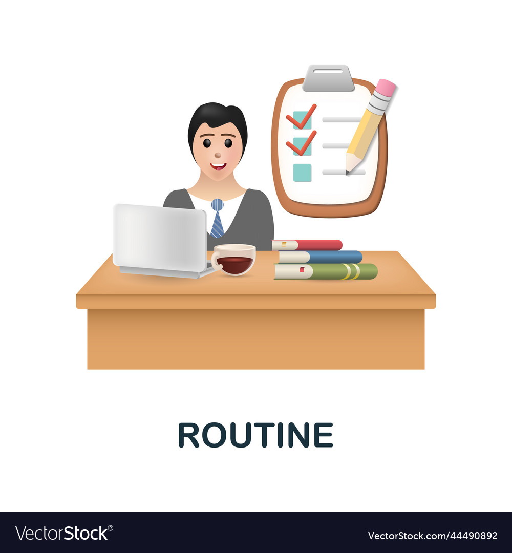 Routine icon 3d from human productivity Royalty Free Vector