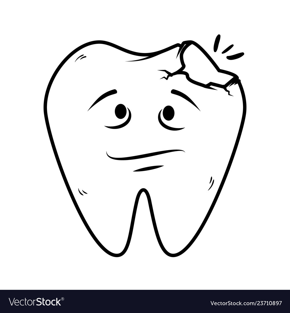 Comic tooth broken kawaii character Royalty Free Vector