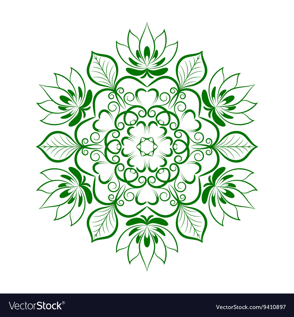 Green flower mandala over white Royalty Free Vector Image