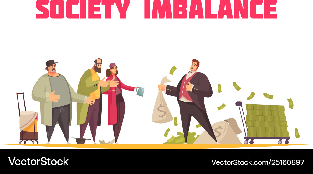 Rich poor imbalance composition Royalty Free Vector Image