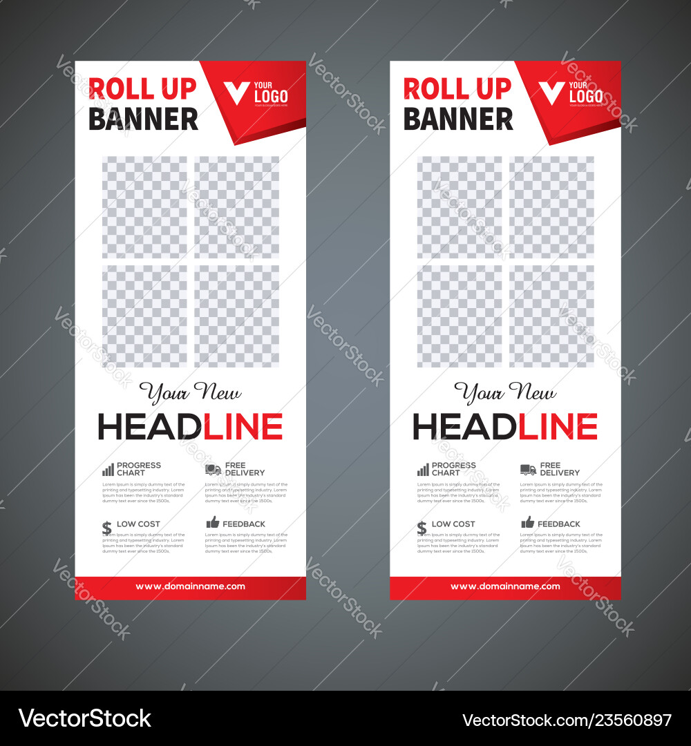 Roll Up Banner Pull Up Banner X Banner Modern V Vector Image