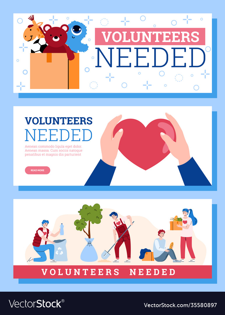 Set recruitment flyers for volunteer Royalty Free Vector