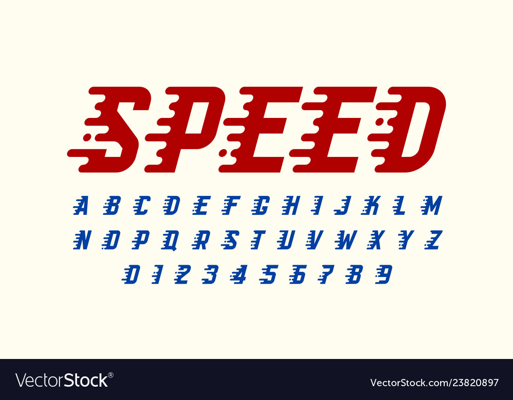 Speed style retro font design alphabet letters Vector Image