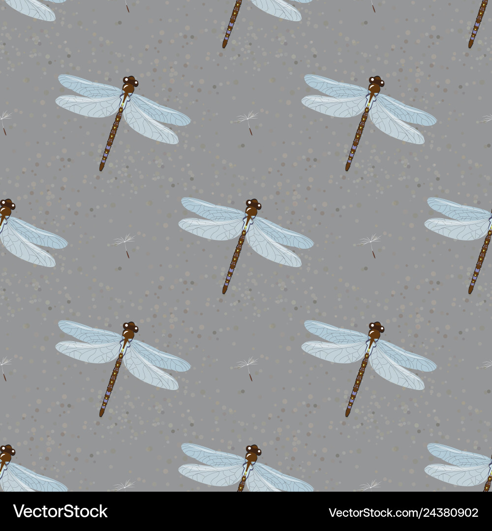Abstract seamless pattern with dragonfly s Vector Image