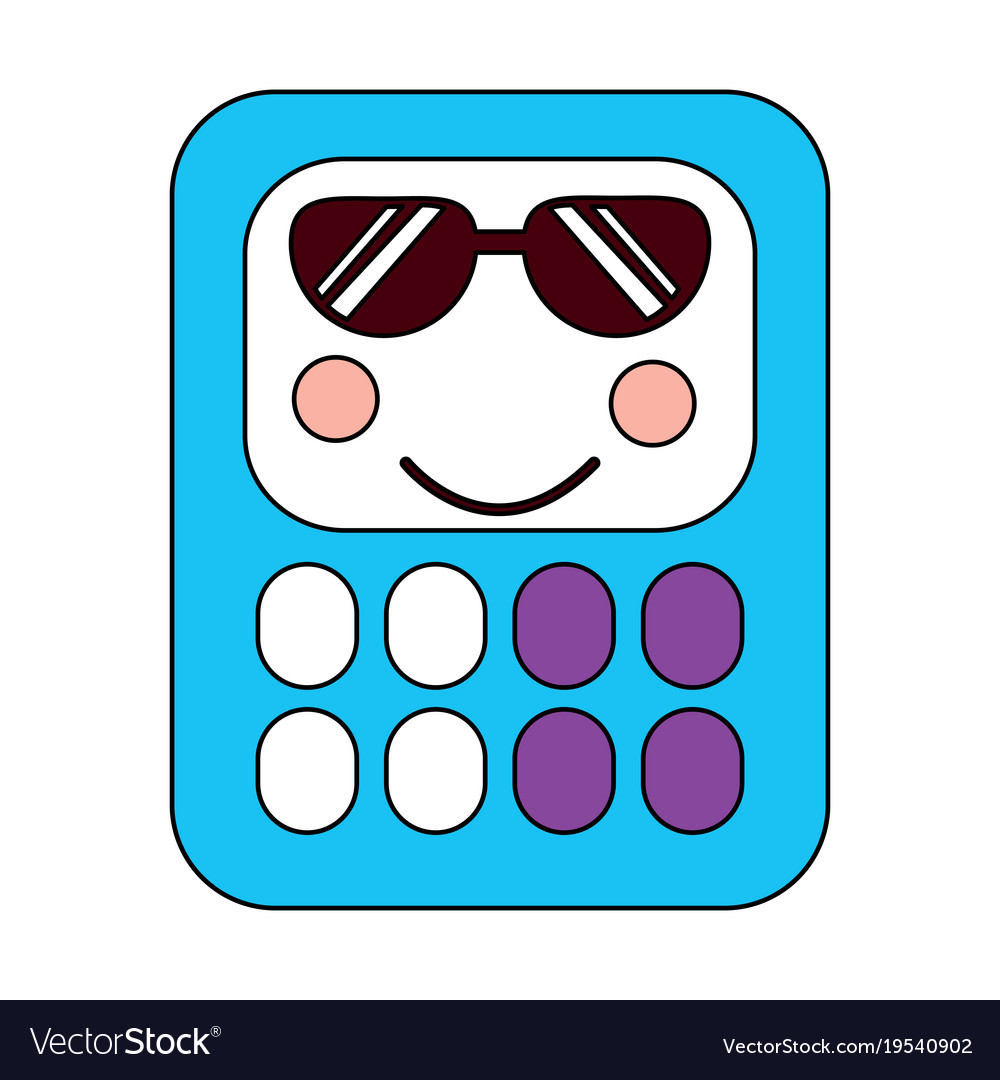 Calculator Math Kawaii Character Cartoon Vector Image