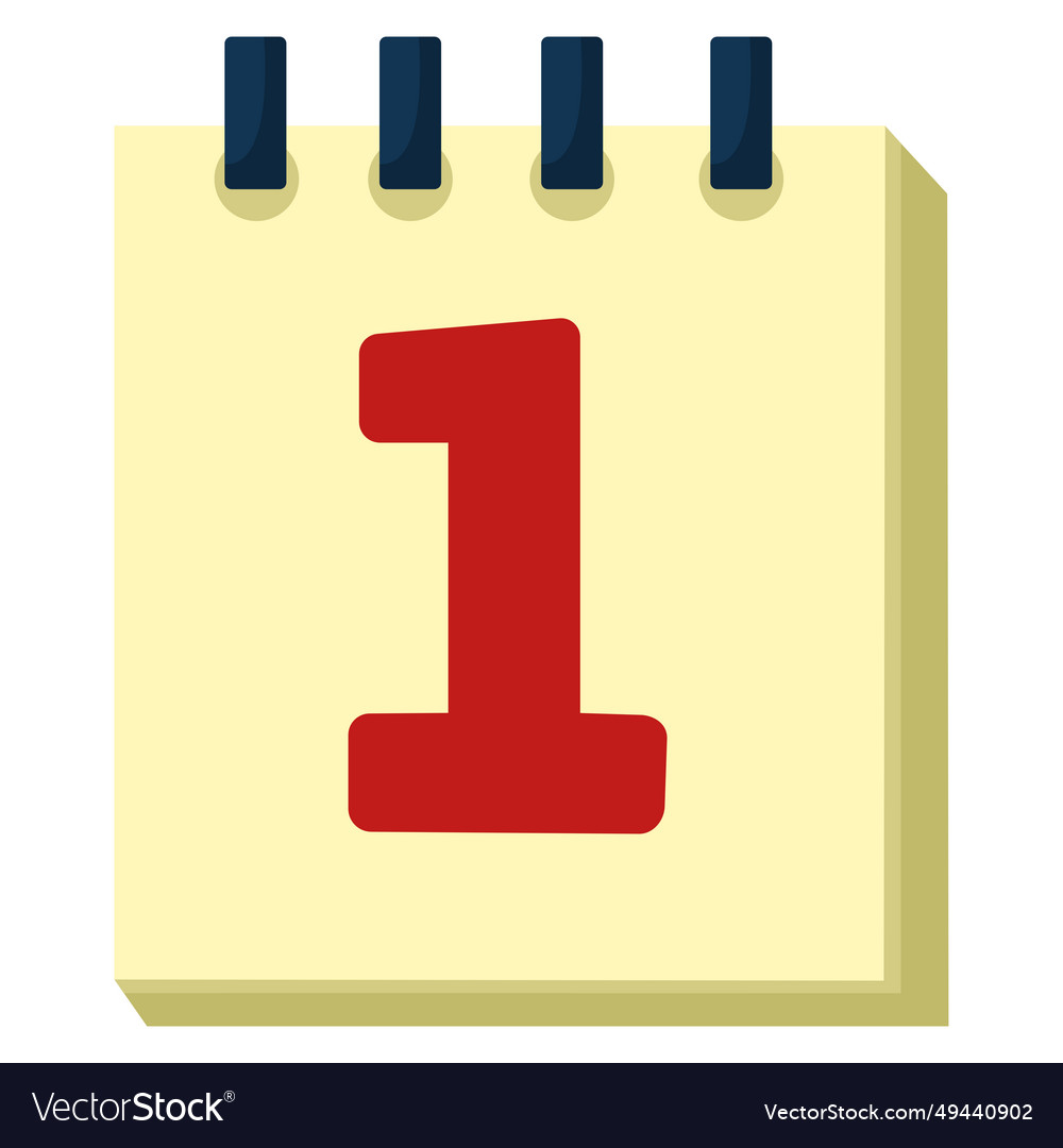 Calendar day 1 icon red Royalty Free Vector Image