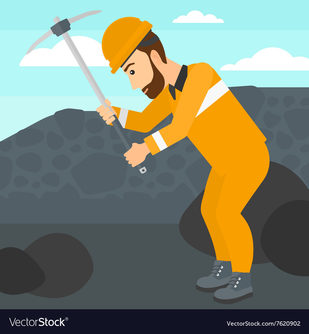 Miner working with pick Royalty Free Vector Image